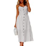 Casual Womens Summer Dress Colorful Striped Backless Design Adjustable Spaghetti Straps