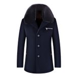 Woolen Overcoat for Middle Aged Fleece Lined Fur Collar Business Casual Winter Wear Wholesale Av
