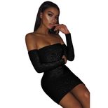 Sequin Bodycon Dress Strapless Off Shoulder Knee Length Winter Party Wear Wholesale Available