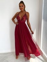 Womens Summer Dress Sexy Spaghetti Strap Sheer Mesh and Sequin Detail Flared Hem Evening Party Wear