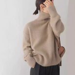 Womens Oversized Turtleneck Sweater Thick Knit Casual Style Versatile for Autumn and Winter Whol