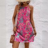 Bohemian Floral Sleeveless Casual Dress Summer Collection Lightweight Comfortable Versatile Whol
