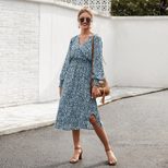 Floral Print A Line Dress for Women Elegant Design Spring Summer Fashion OEM ODM service