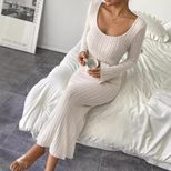 Sexy Backless High Waist Split Long Dress Elegant Design Autumn Winter Style Wholesale Womens Fa