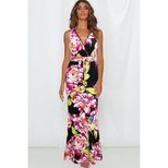 Summer Womens Bodycon Dress V Neck Tie Back Floral Print Casual or Party Wear Wholesale Availabl