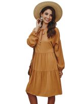 Womens Loose Fit Long Sleeve Dress Original Design Tie Detail Spring Fashion Ready to Ship Whole