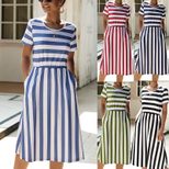 Striped Short Sleeve Dress Elegant Design Summer Style Perfect for Work Wholesale Available bulk