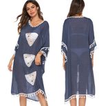 Womens Crochet Floral Patchwork Tassel Irregular Midi Beach Cover Up Dress Lightweight Bohemian