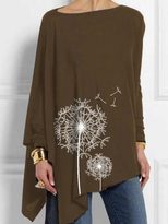Plus Size Dandelion Print T Shirt Simple Design Comfortable Fabric Casual Style Available for Wh