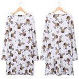 Long Sleeve Cartoon Print Midi Dress for Women Autumn Winter Style Available in Multiple Sizes Wholesale Ready