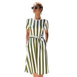 Striped Dress Short Sleeve Tie Detail Summer Style Perfect for Casual Outings Wholesale Availabl