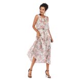 Summer Floral Chiffon Dress Fresh Sweetheart Neckline Waist Defined Fit Adjustable Straps Casual