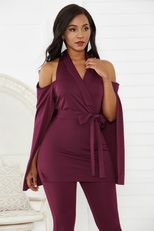 V Neck Off Shoulder Jumpsuit for Women Slim Fit Elegant Design Casual Party Wear