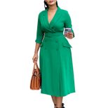 Double Breasted Blazer Dress Elegant Solid Color Mid Length Stylish Design Perfect for Business