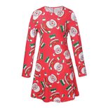 Long Sleeve Printed Dress Casual Style Autumn Winter Christmas Occasion Wholesale Available read