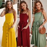 Solid Color Sleeveless Dress Original Design Elegant Style Spring Summer Collection Wholesale Av