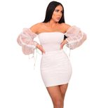 Backless Bodycon Dress with Ruching and Puff Sleeves for Summer Casual Wear Wholesale customizable low MOQ