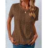 Womens Summer T Shirt Comfortable Fresh Sweet Hollow out Design Round Neck Short Sleeve Casual W