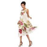 Womens Beach Dress Sleeveless Round Neck Floral Print Flowy Chiffon Summer Casual Wear Wholesale