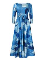 Plus Size African Print Midi Dress Stylish Tie Design Fashionable Comfortable Fabric Spring Summ