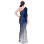 Evening Gown One Shoulder Sequin Detail Elegant Long Dress Summer Party or Gala Wear Wholesale A