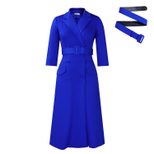 Double Breasted Blazer Dress Elegant Solid Color Mid Length Stylish Design Perfect for Business