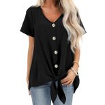Womens Sleeveless V Neck Cardigan Solid Color Button Closure Knot Detail Casual Wear for Summer