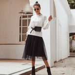 Womens Knit Sweater Slim Fit Lantern Sleeves Frayed Hem Winter Fashion for Casual Wear Wholesale