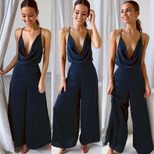 Summer Womens Jumpsuit Solid Color Sleeveless Sexy Fit Casual Wear for Parties or Outings Wholes