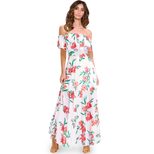 A Line Floral Print Dress for Women Short Sleeve Off Shoulder Neckline Summer Casual Wear