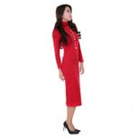 Womens Pencil Dress Solid Color High Neck Mid Length Fashionable for Casual or Formal Occasions