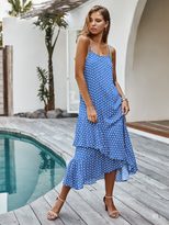Bohemian Ruffle Hem Polka Dot Dress Original Design Spring Fashion Sleeveless Lightweight Fabric