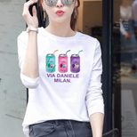 Womens Loose Fit Round Neck Long Sleeve T Shirt 95 Cotton Floral Print Plus Size Casual Spring W
