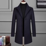 Single Breasted Mid Length Woolen Coat Stand Collar Casual Style Autumn Winter Fashion Wholesale
