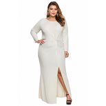 Plus Size Twist Hem Maxi Dress for Women Elegant Fit and Flare Autumn Evening Wear