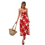 Summer Vacation Style Womens Maxi Dress Sexy Backless Halter Neck Lightweight Fabric Wholesale A