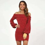 Off Shoulder Lantern Sleeve Backless Dress Sexy Fit Available in 6 Colors Wholesale with Low MOQ