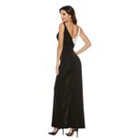 Elegant V Neck Black and White Color Block Maxi Dress Sexy Sleeveless High Slit Design Perfect f