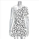 One Shoulder Polka Dot Mini Dress in White Bodycon Fit Casual Summer Wear Available in S M L Wholesale