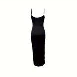 Sexy Ruched Drawstring Midi Dress with Side Slits Elegant Design Adjustable Fit Perfect for Part
