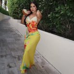 Elegant Womens Summer Dress Color Block Floral Print Halter Neck Bodycon Fit Maxi Length Perfect