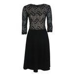 Cotton Patchwork Midi Dress for Women Round Neck Short Sleeve Elegant Style Summer