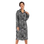 Womens Autumn Dress Long Sleeve Button Down Sexy Leopard Print Slim Fit Split Hem Casual or Part