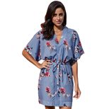 Plus Size Floral Print V Neck Batwing Sleeve High Waist Shirt Dress Trendy Design for Casual Out