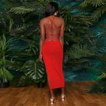 Fashionable Womens Vacation Dress Sleeveless Backless Split Design Elegant Style Perfect for Sum