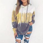 Hooded Long Sleeve Sweatshirt for Women Rainbow Gradient Print Cozy Fabric Casual Wear