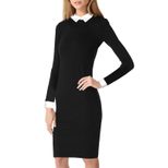 Long Sleeve Collared Pencil Dress for Women Elegant Fit Autumn Winter Collection
