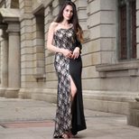 Lace Sexy Evening Dress Long Split Skirt Elegant Design Comfortable Fit Perfect for Parties and