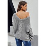 Womens Winter Thick Knit Sweater V Neck Long Sleeve Loose Fit Casual Wear Ready to Ship factory