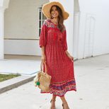 Bohemian Floral Maxi Dress Lightweight Fabric Summer Style ready to ship custom packaging